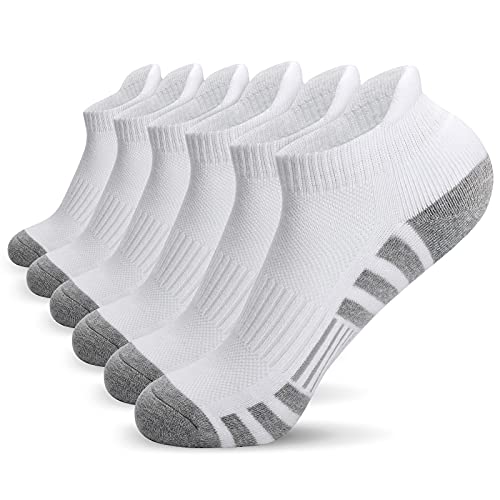 Airacker Athletic Running Ankle Socks, Low Cut Cushioned Performance Anti-Blister Tab Sports Socks for Men Women 6 Pairs