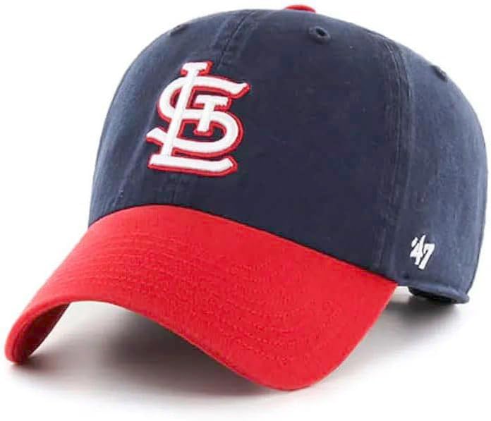 '47 St. Louis Cardinals Hat Mens Womens Two Tone Clean Up Adjustable Baseball Cap, Navy, Red Visor