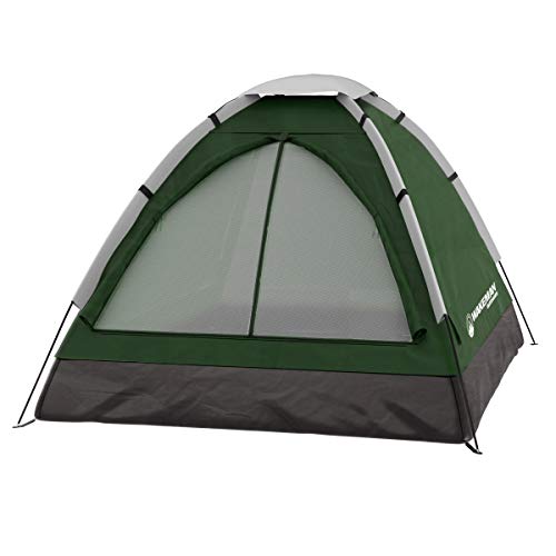 2 Person Camping Tent with Rain Fly and Carrying Bag - Lightweight Outdoor Tent for Backpacking, Hiking, or Beach Use by Wakeman Outdoors (Green)