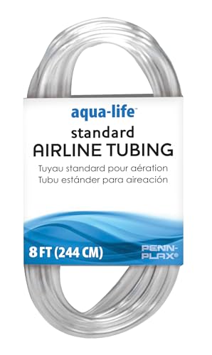 PENN-PLAX Standard Airline Tubing for Aquariums – Clear and Flexible – Resists Kinking – Safe for Freshwater and Saltwater Fish Tanks – 8 Feet