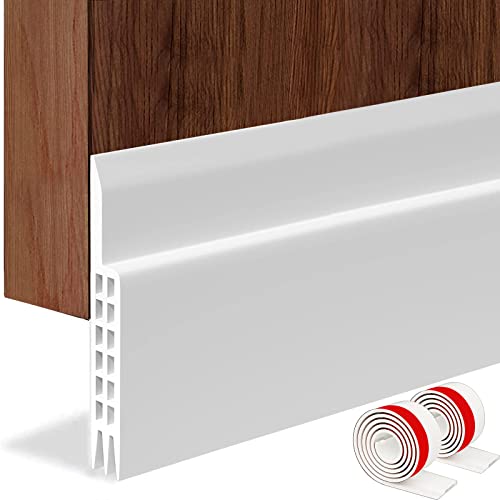 [New Upgrade] Huge Gap Door Draft Stopper, 3.4' W Widened Door Sweep Seal Gap Up to 1.8' for Interior & Exterior Doors - Keeping Draft, Noise, Dust and Unwanted Animals Out,3.4' W x 39' L,White