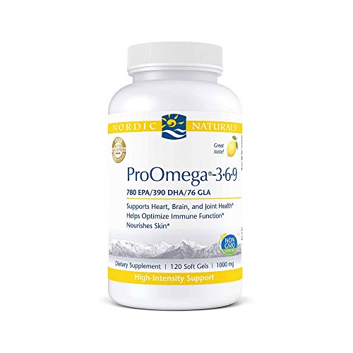 Nordic Naturals ProOmega 3-6-9, Lemon Flavor - 120 Soft Gels -1360 mg Omega-3 - EPA & DHA with Added GLA - Healthy Skin & Joints, Cognition, Positive Mood - Non-GMO - 60 Servings