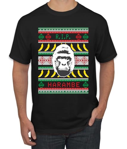 Wild Bobby Harambe Loved Christmas Ugly Christmas Sweater Men's T-Shirt, Black, XX-Large