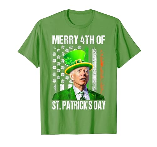Merry 4th Of St Patrick's Day Funny Joe Biden Leprechaun Hat T-Shirt