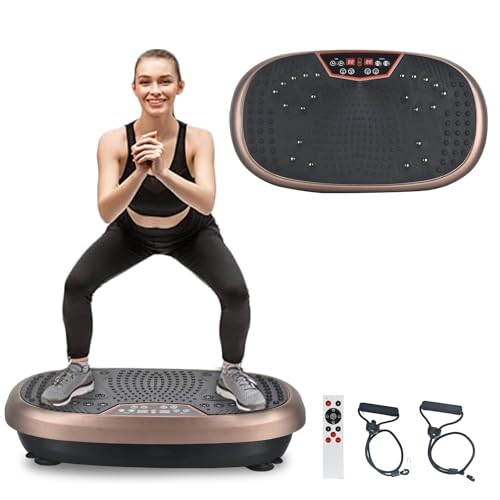 EILISON FitMax 3D XL Vibration Plate Exercise Machine - Whole Body Workout Vibration Platform w/Loop Bands - Lymphatic Drainage Machine for Weight Loss, Shaping, Wellness, Recovery (Fitpro Brown)