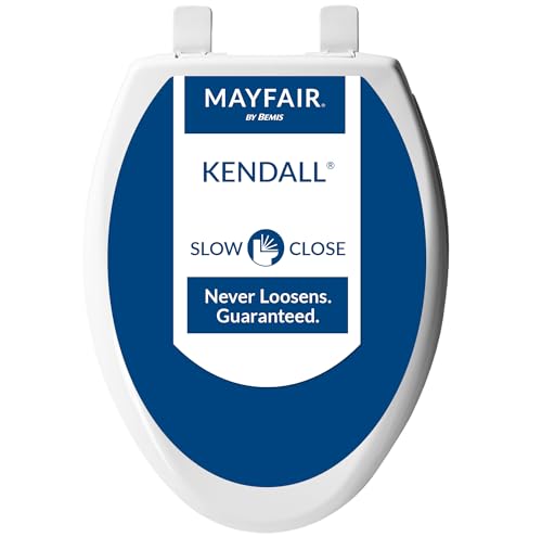 Mayfair 1847SLOW 000 Kendall Slow-Close, Removable Enameled Wood Toilet Seat That Will Never Loosen, 1 Pack ELONGATED - Premium Hinge, White