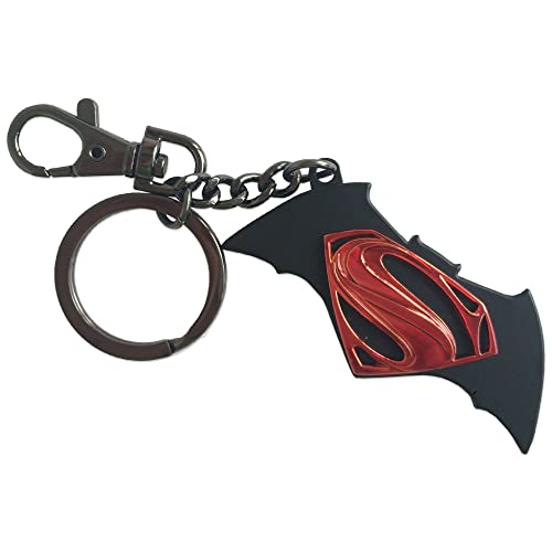 The Noble Collection DC Batman V Superman Logo Key Chain - 2in (5cm) Metal Keychain - Officially Licensed Film Set Movie Props Gifts, Multi-coloured, One Size, Batman VS Superman