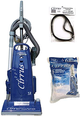 Cirrus CR99 Odor Eliminating Performance Pet Bagged Upright Vacuum Cleaner | Pet Hair Turbo Tool, 33' Power Cord, Metal Telescopic Wand and Auto Height Adjuster| 6 Bags and 2 Belts Included