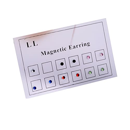 12Pcs Magnetic Crystal Stud Earrings Face Magnetic Clip Non Piercing Earrings Nose Lip Ring Clip on Cubic Zirconia Tragus for Women Men Non Piercing Jewelry-Multicolor