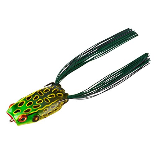 Booyah Poppin' Pad Crasher Topwater Bass Fishing Hollow Body Frog Lure with Weedless Hooks, Bullfrog, One Size