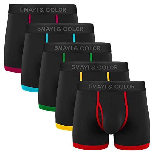 5Mayi Men's Underwear Boxer Briefs Cotton Black Mens Boxer Briefs Underwear Men Pack of 5 L