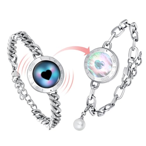 TOTWOO SoulMate Long Distance Touch Bracelet for Couples, Vibration & Light up for Love Couples Bracelets | Long Distance Unique Relationship Gifts for Girlfriend Bluetooth Pairing Jewelry