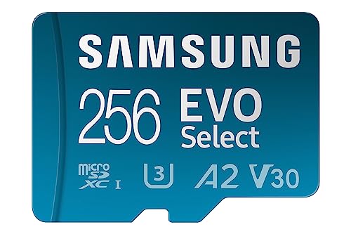 Samsung EVO Select 256GB microSDXC UHS-I U3 130MB/s Full HD and 4K UHD Memory Card inc. SD-Adapter (MB-ME256KA/EU), Blue
