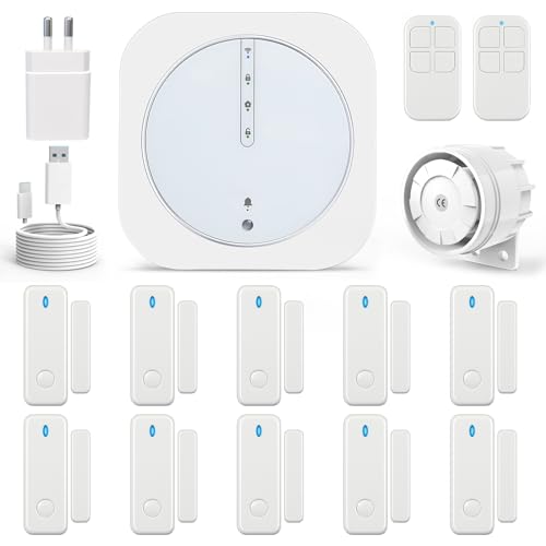 Umeima Alarm System for Home Security, Door Alarms for Kids Safety with APP, Wireless 16-Piece kit: HUB, Window Sensor, Remote, Apartment (WiFi 2.4GHz, 5GHz)