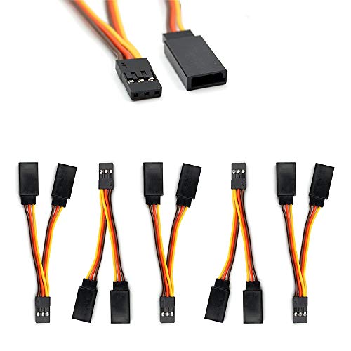 5 Pcs JR/Futaba Style Servo 1 to 2 Y Harness Leads Splitter Cable Male to Female Extension Lead Wire for RC Models Airplane 7cm