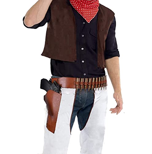 nobrand Cos cowboy Gun Belt and Holster Masquerade cowboy Vintage belt & gun holster (Belt & right holster)