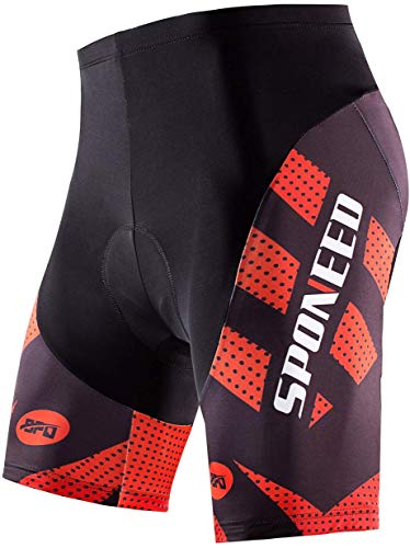sponeed Bicycle Shorts for Men 4D Gel Padded Underpants Triathlon Clothing Biking Wear Gym US L Red Multi