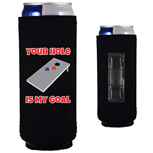Your Hole Is My Goal Magnetic Slim Can Coolie (Black, 2 Pack)