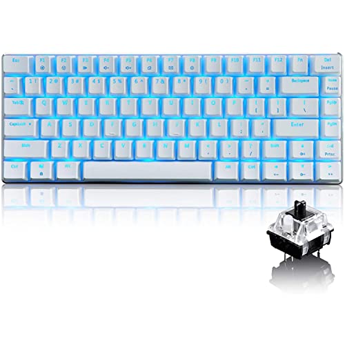 LexonElec Wired Gaming Keyboard AK33 Blue LED Backlit 82 Keys USB Mechanical Pro Gamer Keypad for Office Typists Playing Games (Black Switch,White)