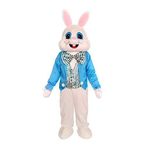 MatGui Easter Rabbit Bunny Rabbit Mascot Costume Adult Size Fancy Dress (blue)