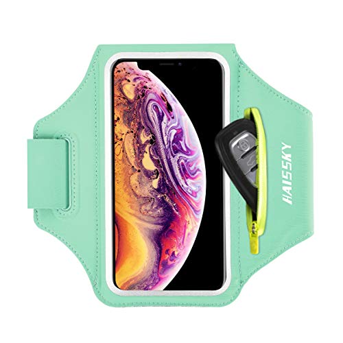 Cell Phone Armband with Zipper Pocket for Car Key Running Armband for iPhone 11 Pro Max/XR 8 Plus/7 Plus, Galaxy S20+/S10/S9, Sweat Resistant Sports Armband Airpods Bag, Up to 6.7 in Phone for Sports