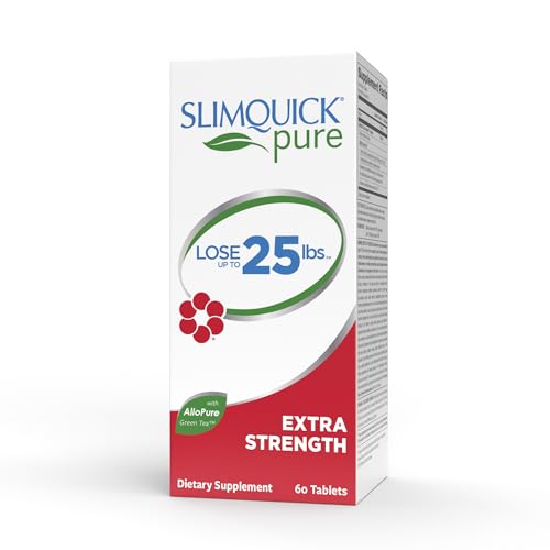 Slimquick Pure 3x Extra Strength Pill for Women, Helps Achieve Weight Goals, Helps Metabolism, Lose Excess Water, Keeps Full for Longer with Green Tea Extract, Caste Tree, Caffeine, MCT Oil - 60 Count