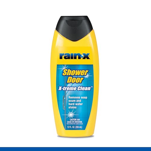 Rain-X 630035 X-Treme Clean Shower Door Cleaner, 12 Fl. Oz, Formulated To Glass Doors - Easy Use, Removes Soap Scum, Dirt, Hard Water Build-up, Calcium, Lime And Rust Stains