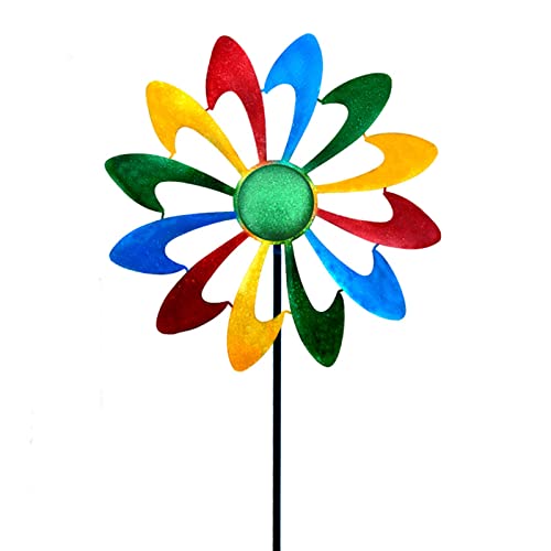LITIALLY Kinetic Metal Garden Wind Spinners, 47 Inch Wind Checker, Pinwheels for Yard and Garden. Outdoor Decorative Windmills Gifts for Kids and Men