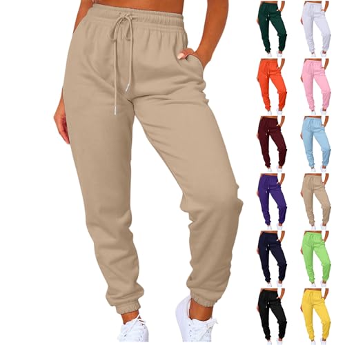Fleece High Waisted Sweatpants for Women Drawstring Joggers with Pockets Comfy Straight Cinch Bottom Sweat Pants Womens 2023 Fall Winter Running Workout Athleta Trousers Cute Blue Sweatpants