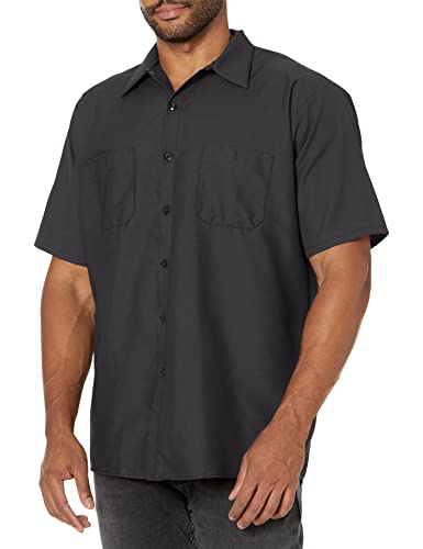 Red Kap Womens Short Sleeve Industrial Work Shirt, Black, Medium US