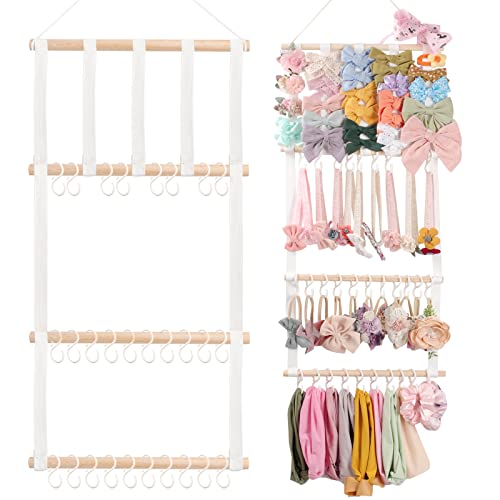 POVETIRE Headband Holder Hair Bows Organizer for Girls, Baby Headbands Hair Accessories Organizer Storage Wall Hanging Decor for Toddler Girls Room