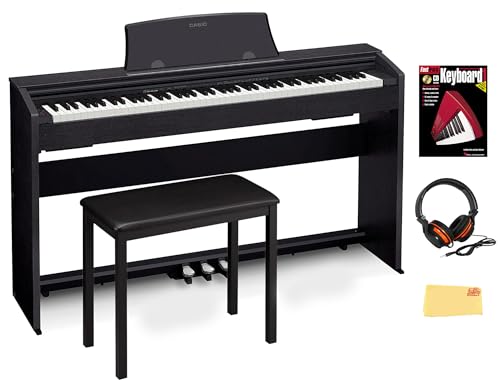 Casio Privia PX-770 Digital Piano - Black Bundle with Furniture Bench, Headphone, Instructional Book, Austin Bazaar Instructional DVD, Online Piano Lessons, and Polishing Cloth