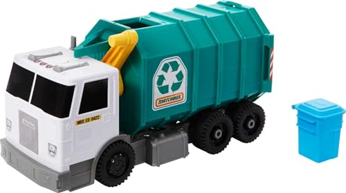 Matchbox 15 in Toy Recycling Truck, Lights & Sounds, Made from 80% ISCC-Certified Plastic* (*Mass Balance Approach)