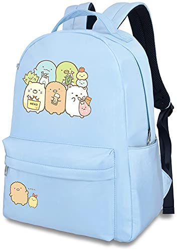 Roffatide Anime Sumikko Gurashi Game White Bear Tonkatsu Print Casual Backpack Blue Bag