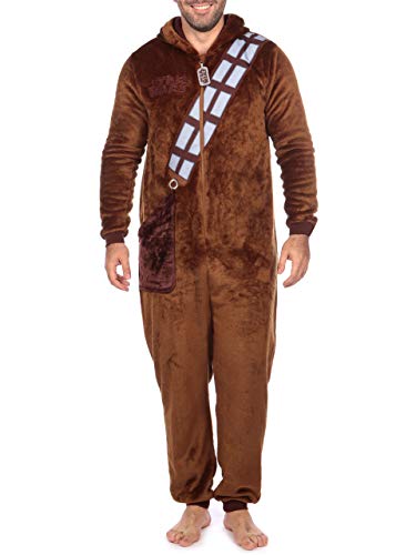 STAR WARS Onesie | Chewbacca Onesie Adult | Mens Fleece Onesie Pajamas Size XX-Large Brown