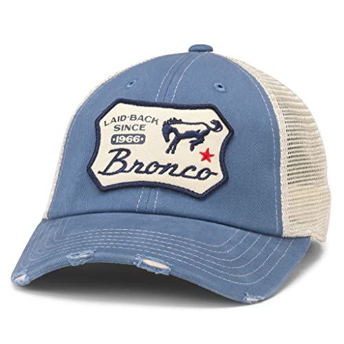 AMERICAN NEEDLE Ford Bronco Orville Adjustable Snapback Baseball Hat, Stone/Steel Blue (23001A-BRONCO-STST)