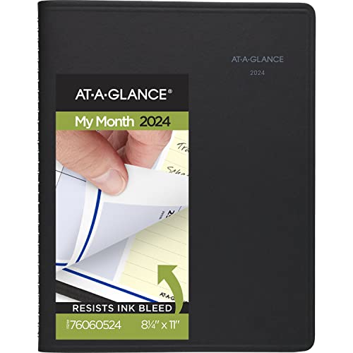 AT-A-GLANCE 2024 Monthly Planner, 8-1/4' x 11', Large, QuickNotes, Black (76060524)