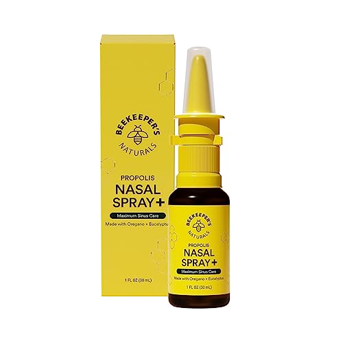 Beekeeper's Naturals Propolis Nasal Rinse Spray Plus, Relief for Adults w/Eucalyptus, Oregano & Saline, Clears Nasal Congestion, Moisturizes Sinus Canal, & Decongest Sinus Cavities, 1 fl oz