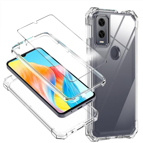 TTYSHTT for Cricket Magic 5G / AT&T Propel 5G Case with [1 x Tempered Glass Screen Protector], Dual Layer Rugged Durable Drop Proof TPU Protection Phone Case Cover(Clear)