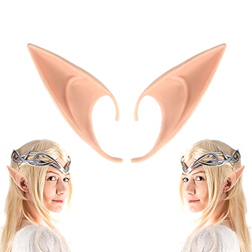 CEDAR BRIGHT Elf Ears Cosplay Masquerade Accessories - Kids&Adult Soft Pointed Ear Tips Anime Party Dress Up Costume Fairy Pixie for Halloween Christmas Party