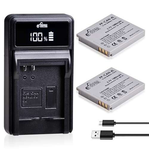 Pickle Power NB-4L Battery and LED Display Charger for Canon PowerShot ELPH 100 HS 300 HS 330 HS 310 HS SD1000 SD1100 is SD1400 is SD200 SD30 SD300 SD40 SD400 SD600 SD750