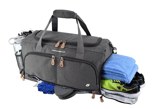 Ultimate Gym Bag 2.0: The Durable Crowdsource Designed Duffel Bag with 10 Optimal Compartments Including Water Resistant Pouch (Charcoal, Medium (20')) (Charcoal)