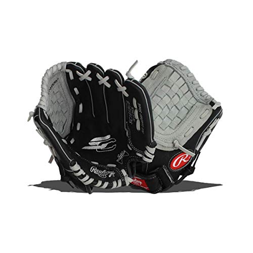 Rawlings | SURE CATCH T-Ball & Youth Baseball Glove | Right Hand Throw | 10.5' | Black/Grey