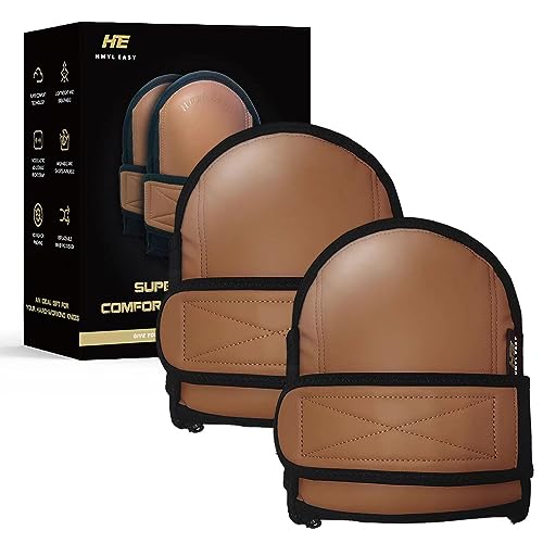 Super Soft Knee Pads for Work, Replaceable Inner Cushion Design, Leather Knee Pads for Construction, Flooring , Gardening, Cleaning, and Garage, Shorts Available rodilleras para trabajo, Beige.