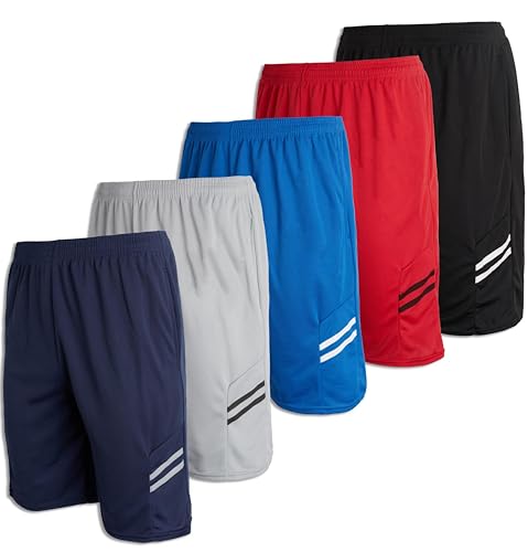 Boys Workout Quick Dry Shorts Youth Clothes Mesh Active Athletic Basketball Soccer Kid Gym Running Teen Dry-Fit M (8-10) 5-Pack