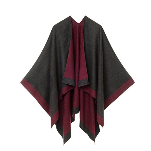 MELIFLUOS DESIGNED IN SPAIN Women's Shawl Wrap Poncho Ruana Cape Cardigan Sweater Open Front for Fall Winter Spring (PC02-8)