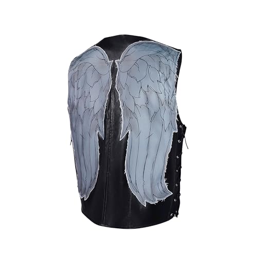 Evlcos Daryl Dixon Vest Angel Wings Vest Jacket PU Leather Cosplay Costume (L)