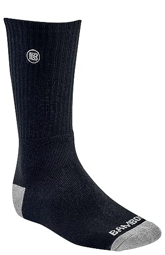 Bamboo Sports Premium Bamboo Crew Work Socks- Moisture Wicking, Odor Eliminating Black Crew Socks for Men Size 9-12 - 6 Pair