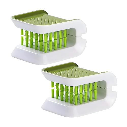 AUCELI Car Seat Belt Cleaning Brush, 2 Pcs Green Double Sided U-Shaped Washing Tool, Non-Slip Brush Cleaner, Multifunctional Cutlery Cleaner Brush, Car Seat Belt Cleaning Supplies