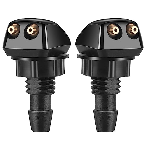 2PCS Front Windshield Washer Nozzles, Windshield Wiper Sprayer Nozzle Jet Kit, Fit for Most Cars Chrysler Subaru BMW Buick Chevrolet Ford Dodge (Black)